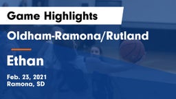 Oldham-Ramona/Rutland  vs Ethan Game Highlights - Feb. 23, 2021