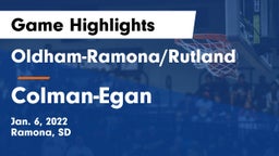 Oldham-Ramona/Rutland  vs Colman-Egan  Game Highlights - Jan. 6, 2022