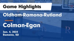 Oldham-Ramona-Rutland  vs Colman-Egan  Game Highlights - Jan. 4, 2024