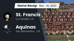 Recap: St. Francis  vs. Aquinas   2022