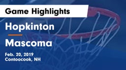 Hopkinton  vs Mascoma  Game Highlights - Feb. 20, 2019