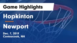 Hopkinton  vs Newport  Game Highlights - Dec. 7, 2019