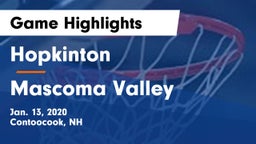 Hopkinton  vs Mascoma Valley Game Highlights - Jan. 13, 2020