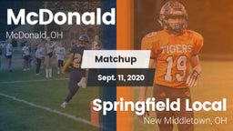Matchup: McDonald vs. Springfield Local  2020