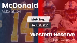Matchup: McDonald vs. Western Reserve  2020