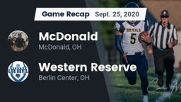 Recap: McDonald  vs. Western Reserve  2020