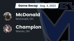 Recap: McDonald  vs. Champion  2023