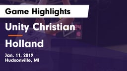 Unity Christian  vs Holland  Game Highlights - Jan. 11, 2019