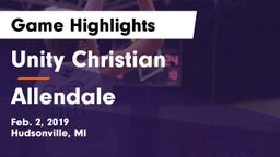 Unity Christian  vs Allendale  Game Highlights - Feb. 2, 2019