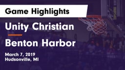 Unity Christian  vs Benton Harbor  Game Highlights - March 7, 2019