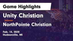 Unity Christian  vs NorthPointe Christian  Game Highlights - Feb. 14, 2020