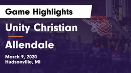 Unity Christian  vs Allendale  Game Highlights - March 9, 2020