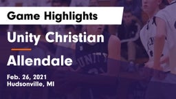 Unity Christian  vs Allendale  Game Highlights - Feb. 26, 2021