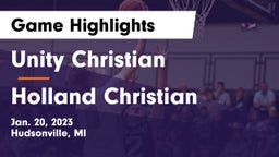 Unity Christian  vs Holland Christian Game Highlights - Jan. 20, 2023