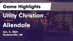 Unity Christian  vs Allendale  Game Highlights - Jan. 5, 2024