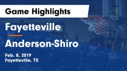 Fayetteville  vs Anderson-Shiro  Game Highlights - Feb. 8, 2019