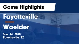 Fayetteville  vs Waelder  Game Highlights - Jan. 14, 2020