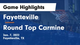 Fayetteville  vs Round Top Carmine Game Highlights - Jan. 7, 2022