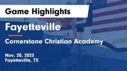 Fayetteville  vs Cornerstone Christian Academy Game Highlights - Nov. 20, 2023
