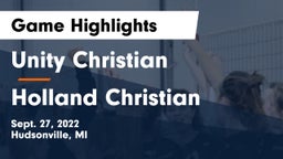 Unity Christian  vs Holland Christian Game Highlights - Sept. 27, 2022