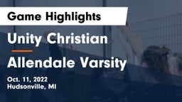 Unity Christian  vs Allendale Varsity Game Highlights - Oct. 11, 2022
