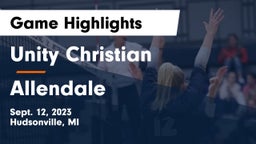Unity Christian  vs Allendale  Game Highlights - Sept. 12, 2023