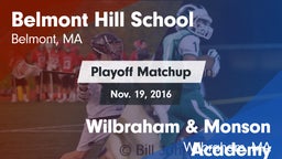 Matchup: Belmont Hill vs. Wilbraham & Monson Academy  2016
