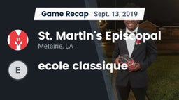 Recap: St. Martin's Episcopal  vs. ecole classique 2019