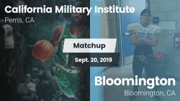 Matchup: California Military  vs. Bloomington  2019