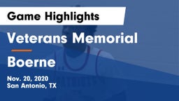 Veterans Memorial vs Boerne  Game Highlights - Nov. 20, 2020