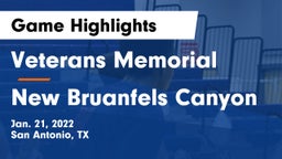 Veterans Memorial vs New Bruanfels Canyon Game Highlights - Jan. 21, 2022