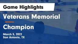Veterans Memorial vs Champion  Game Highlights - March 5, 2022