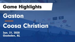Gaston  vs Coosa Christian  Game Highlights - Jan. 21, 2020