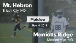 Matchup: Mt. Hebron vs. Marriotts Ridge  2016