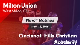 Matchup: Milton-Union vs. Cincinnati Hills Christian Academy 2016