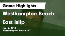 Westhampton Beach  vs East Islip  Game Highlights - Jan. 2, 2018