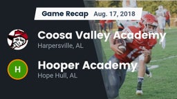 Recap: Coosa Valley Academy  vs. Hooper Academy  2018