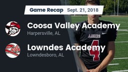 Recap: Coosa Valley Academy  vs. Lowndes Academy  2018