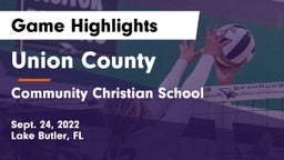 Union County  vs Community Christian School Game Highlights - Sept. 24, 2022