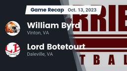 Recap: William Byrd  vs. Lord Botetourt  2023