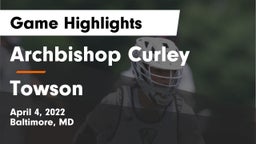 Archbishop Curley  vs Towson  Game Highlights - April 4, 2022