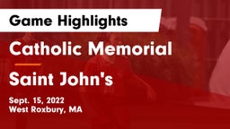 Catholic Memorial  vs Saint John's  Game Highlights - Sept. 15, 2022