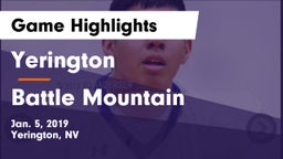 Yerington  vs Battle Mountain  Game Highlights - Jan. 5, 2019