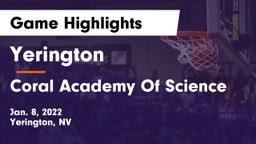 Yerington  vs Coral Academy Of Science Game Highlights - Jan. 8, 2022