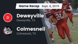 Recap: Deweyville  vs. Colmesneil  2019