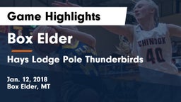 Box Elder  vs Hays Lodge Pole Thunderbirds Game Highlights - Jan. 12, 2018