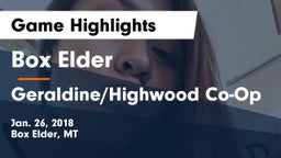 Box Elder  vs Geraldine/Highwood Co-Op Game Highlights - Jan. 26, 2018