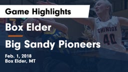 Box Elder  vs Big Sandy Pioneers Game Highlights - Feb. 1, 2018