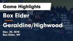 Box Elder  vs Geraldine/Highwood Game Highlights - Dec. 20, 2018