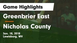 Greenbrier East  vs Nicholas County  Game Highlights - Jan. 18, 2018